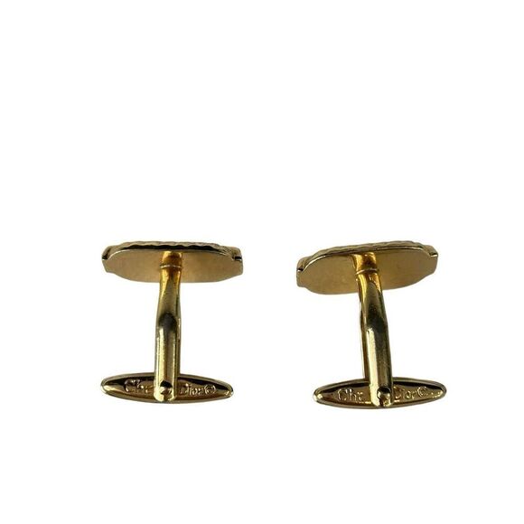 Christian Dior Authentic Rectangular Cufflinks Gold Black Stone Men's Jewelry - Picture 5 of 8